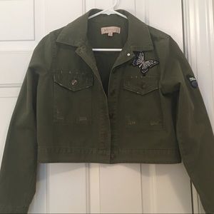 Philosophy Army Green Butterfly Jean Jacket